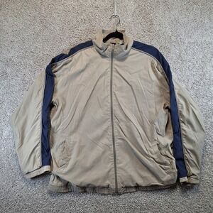 ProSpirit Windbreaker Jacket Large Tan Full Zip Mock Neck Striped‎ Athleisure